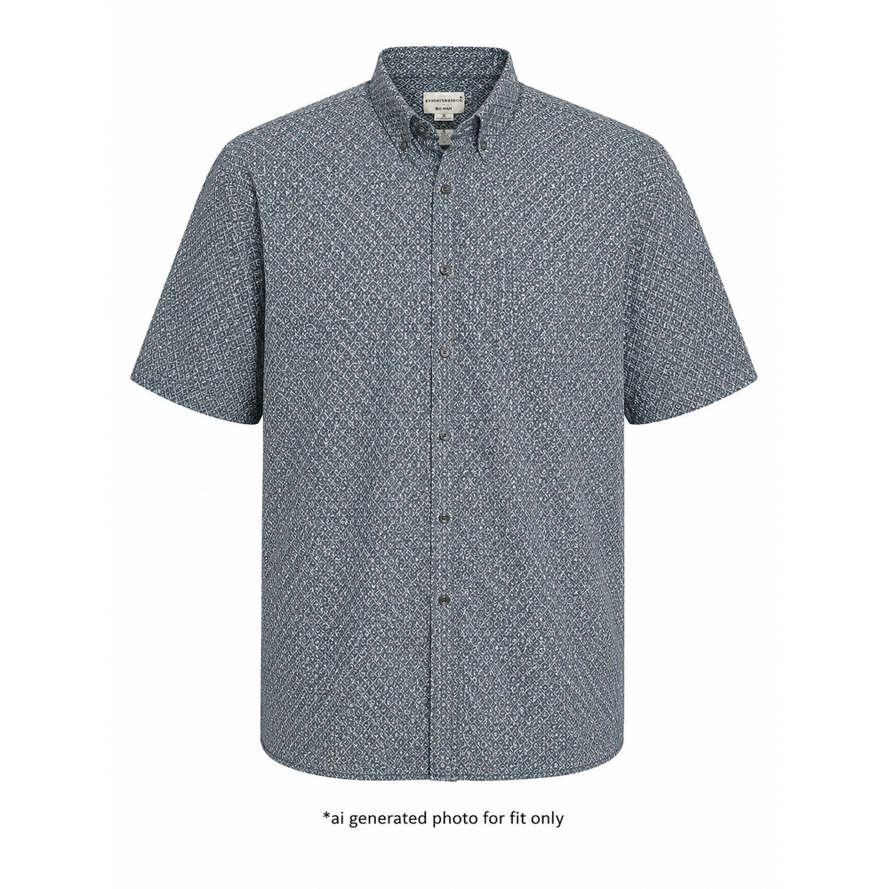 Knightsbridge Shirt Mens 3X Blue Geometric Medallion Print Cotton Short‎ Sleeve